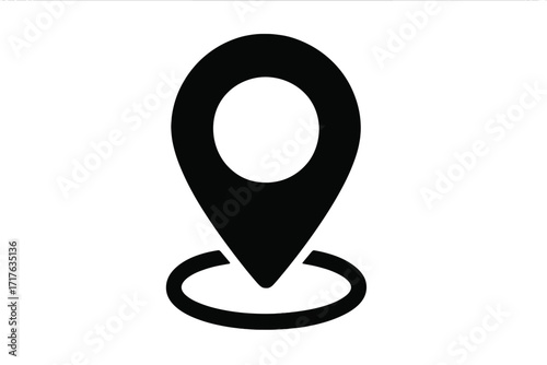 Map pointer icon silhouette style vector illustration, cartoon location marker with transparent background, navigation symbol in ordered set, GPS pin design for maps and apps