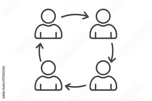 People connecting icon in linear style, teamwork and network concept illustration, simple user connection graphic design, transparent background vector cartoon set