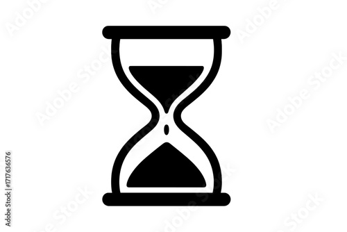 Hourglass vector icon for time management. Sandglass symbol for countdown, deadline, and waiting. Sand clock concept for urgency, patience, history, and ephemeral moments.