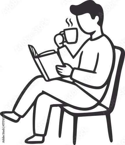 drinking coffee and reading book 