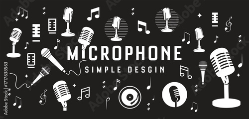 Microphone Icons set. variant microphone icon. Karaoke mic. Podcast microphone. web and mobile icons.