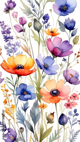 Watercolor floral bouquet