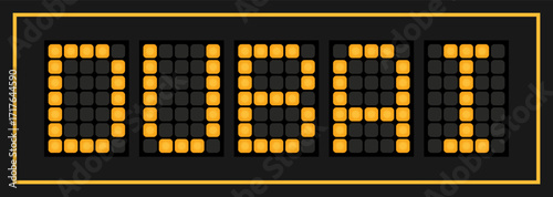Orange color led banner in word dubai on black background