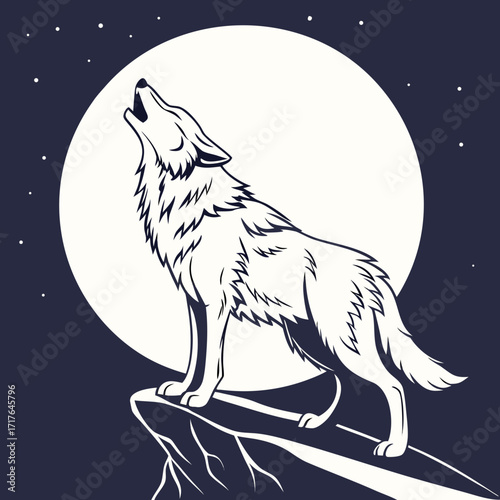 wolf howling at the moon