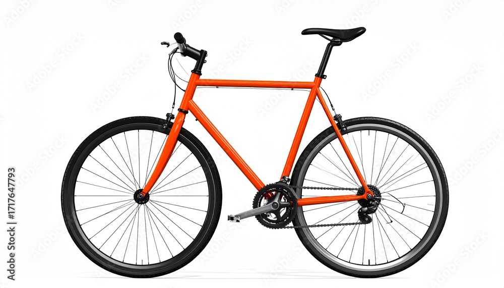 Fototapeta premium Orange Fixed Gear Racing Bike Side View 3d illustration 3d render 