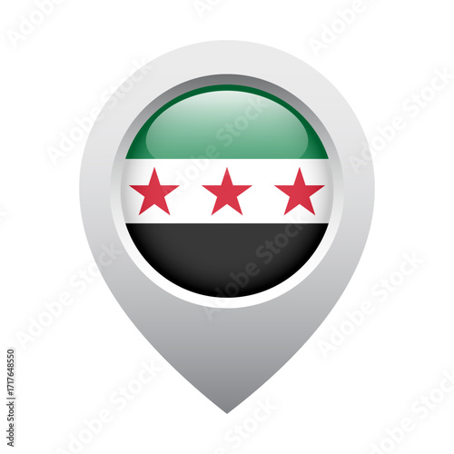 Free Download map pointer icon with glossy round flag of Syria - GFXLoad