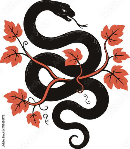 Halloween snake vine silhouette spooky design