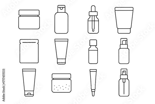 Minimal bottle plain icon skincare serum icons spray vector clear tube lotion