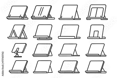 Angled icon stand cookbook holder recipe magnetic metal icons wooden vector