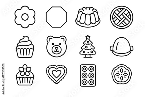 Embossed patterned decorative vector pie cupcake icon bundt mold holiday cake