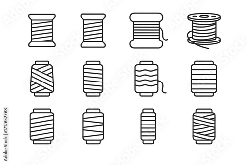 Small waxed icon sewing thread polyester nylon vector metallic hand