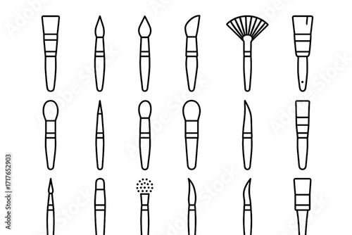 Round detail vector dagger icon filbert paint mop collection brush angled
