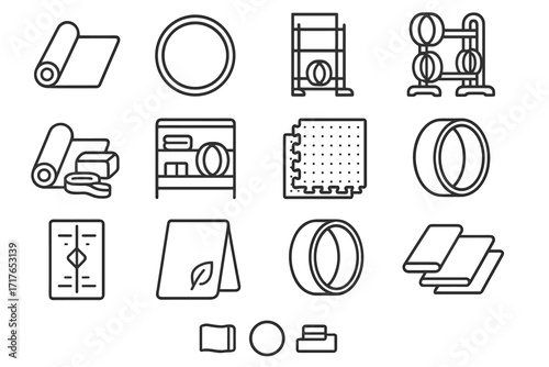 Alignment icon yoga large rack props vector studio wheel gear mat