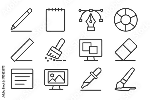 Vector illustration art paintbrush digital eraser icon layers tool color brush shape