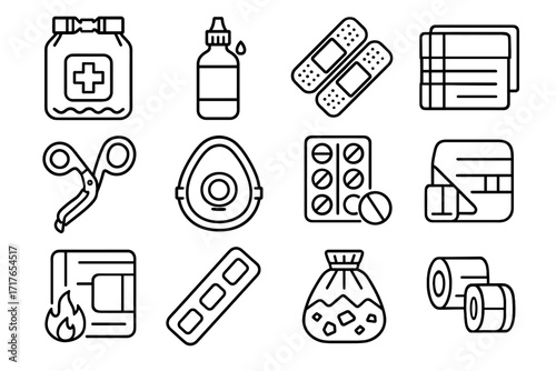 Barrier icon sterile bandage emer vector pouch cleaning closures dressing pack