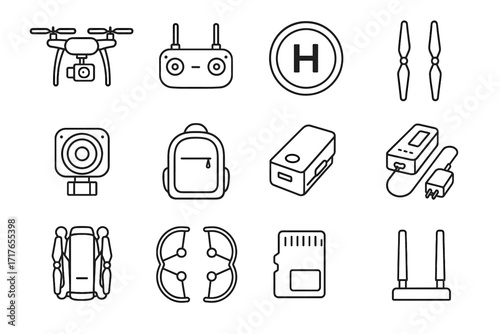 Controller icon dock backpack gear protectors vector handheld drone spare module