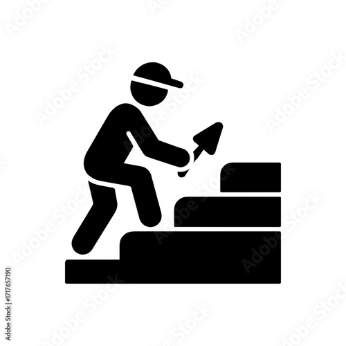 Building outdoor stairs icon