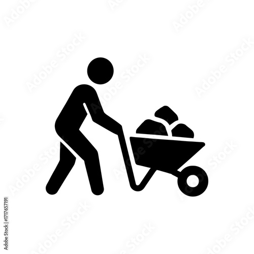 Pushing a wheelbarrow full icon