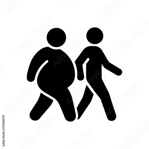 Overweight person walking icon