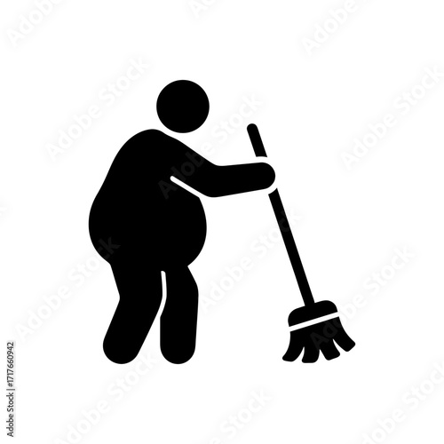 Overweight person sweeping icon