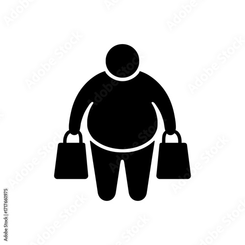 Overweight person shopping icon