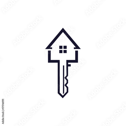 Key design featuring an arrowhead shape symbolizing direction and opportunity in a minimalist style