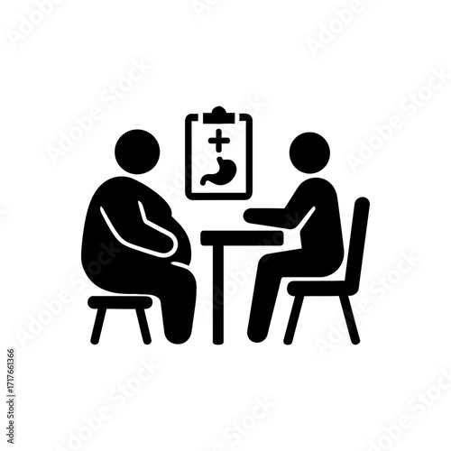 Overweight Person Consulting Doctor Icon