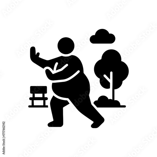 Overweight Person Doing Tai Chi Icon