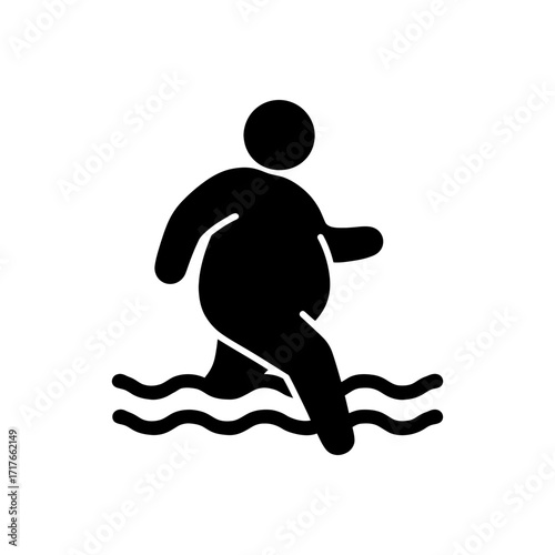 Overweight Person Aqua Walking Icon