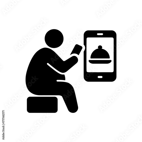 Overweight Person Food Delivery Icon