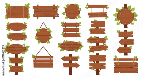 Wooden Signboards Rustic & Natural Vector Illustrations