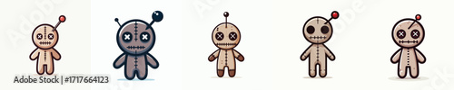 Spooky Voodoo Doll Mascot Vector Collection for Halloween Design