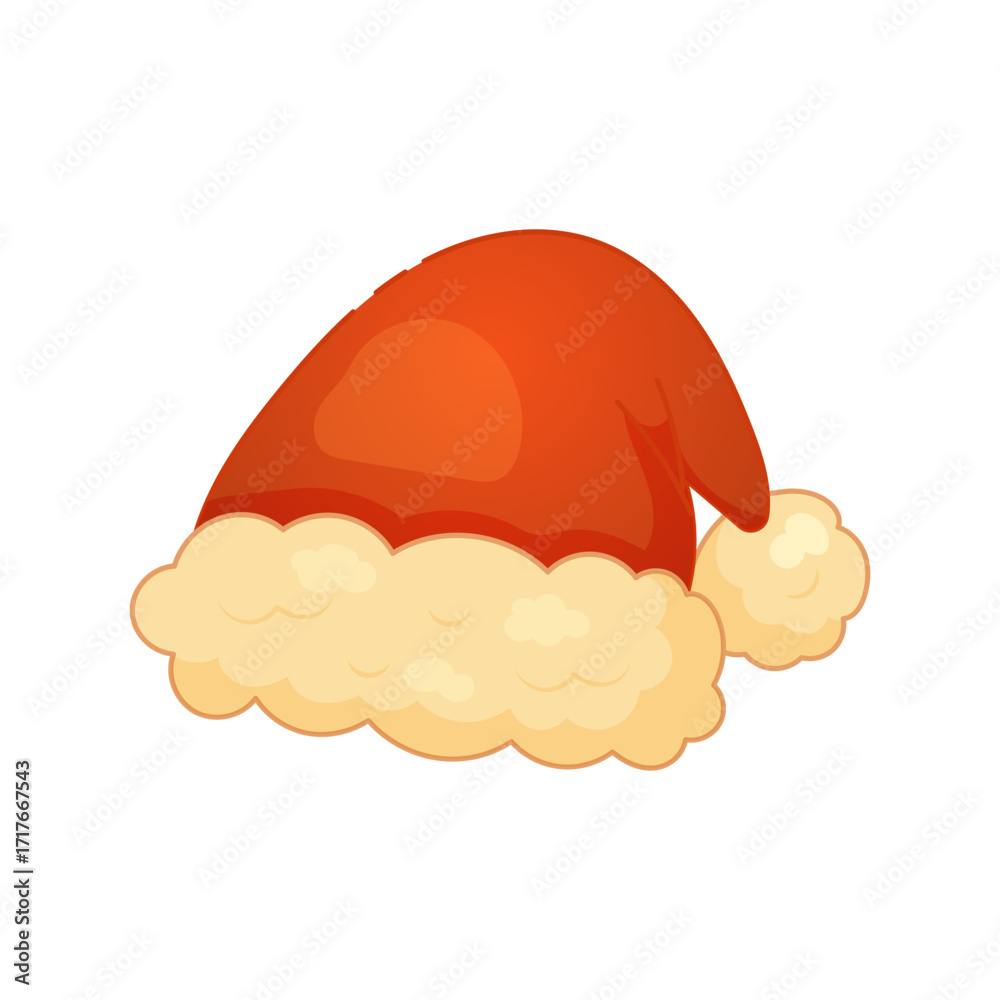 Fototapeta premium A red hat with a white pom pom on top