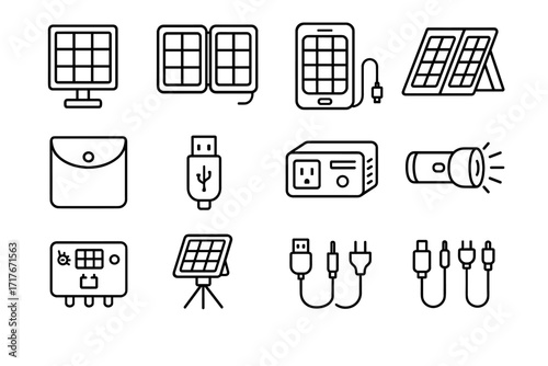 Mini ac charge led vector torch icon icons solar tripod wire stand