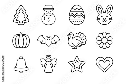 Holiday vector egg molds angel turkey bat star pumpkin baking mold bunny