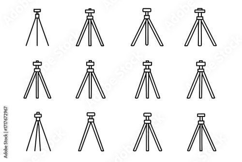 Basic tripods geometric needles stand icon simple modern tripod monochrome minimalist compact