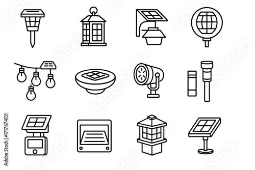 Fairy spotlight light bulb hanging pond solar icon floating garden vector