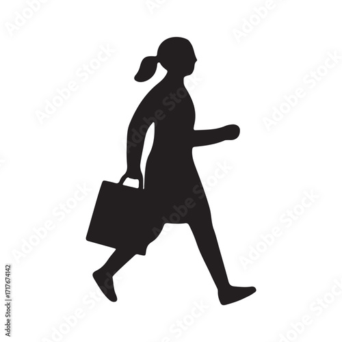 A woman is heading to the market
