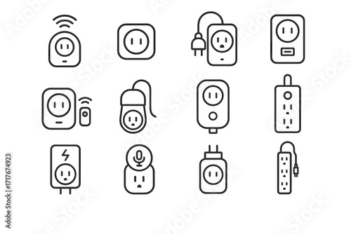 Vector assistant saving plug smart socket power mini controlled icon