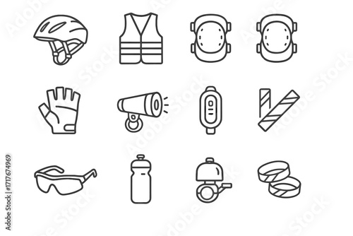 Icon icons water bands pads safety vector reflective cycling front gloves goggles