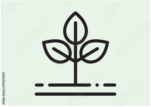 Young sprout with three leaves line art vector