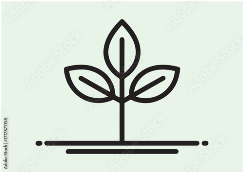 Young sprout with three leaves line art vector