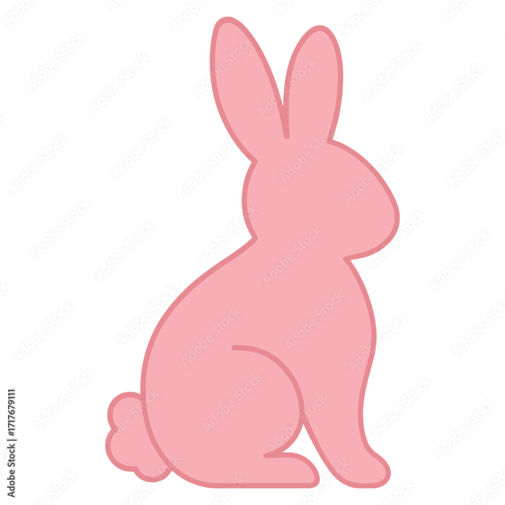 Obraz premium A pink rabbit is sitting on its hind legs. The rabbit is the main focus of the image, and it is in a relaxed and comfortable position. Vector.