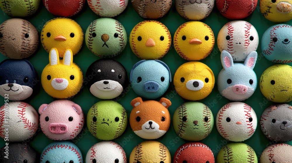 Obraz premium Playful Collection of Colorful Animal and Sports Ball Characters