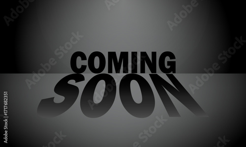 Coming Soon text with shadow effect on dark background.