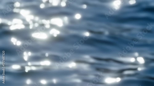 Abstract blurred view of water surface with sunlight reflections