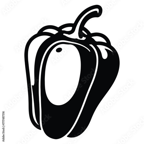 Black and white drawing of sweet pepper for cooking projects