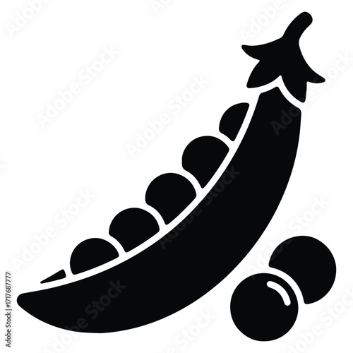 Black and White Pea Pod Illustration Vegetable and Healthy Food