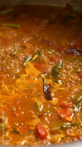 Traditional south indian sambar boiling slow motion video