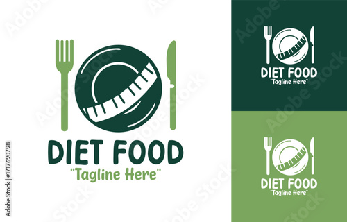 Diet Food Logo Minimal Healthy Lifestyle Badge